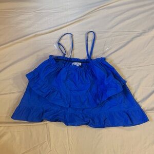 HT 360 Collective Blue Ruffle Blouse
